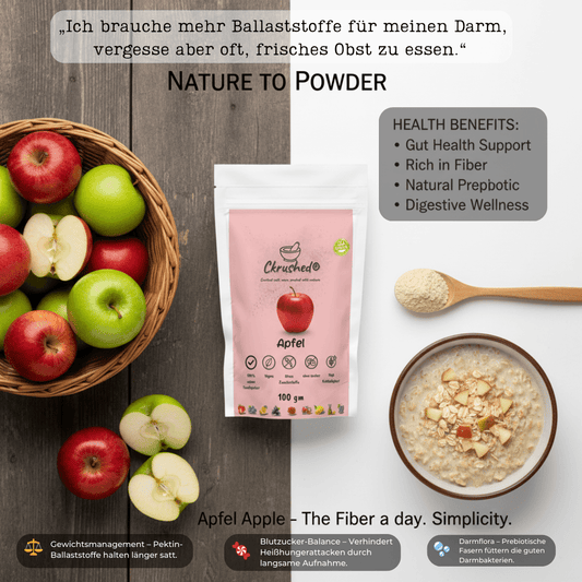 Apfelpulver Verpackung 100g – pektinreich, ideal für Babybrei, Smoothies und gesundes Backen