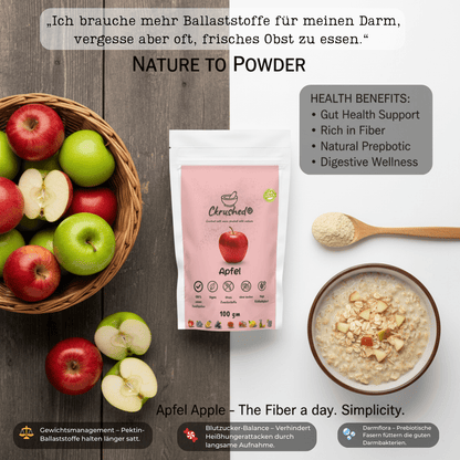 Apfelpulver Verpackung 100g – pektinreich, ideal für Babybrei, Smoothies und gesundes Backen