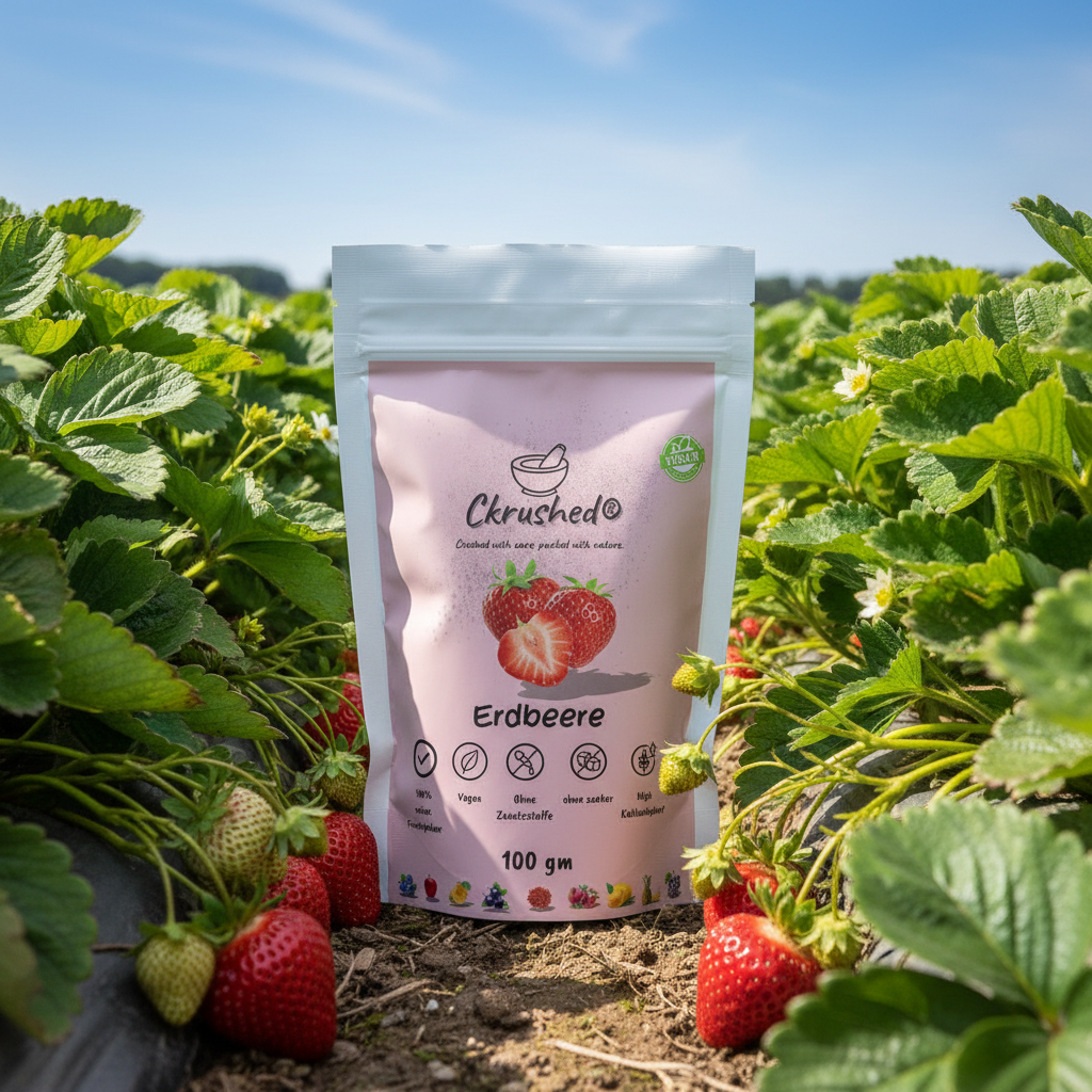 Erdbeerpulver in Milch eingeruhrt – natürlich rosa Färbung ohne künstliche Farb- und Aromastoffe