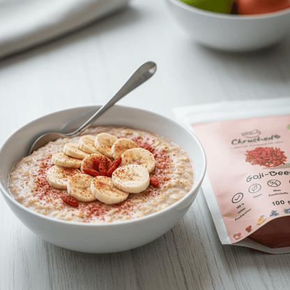 Ckrushed Goji Beeren Pulver gefriergetrocknet – tiefrotes TCM Superfood mit pflanzlichem Eisen