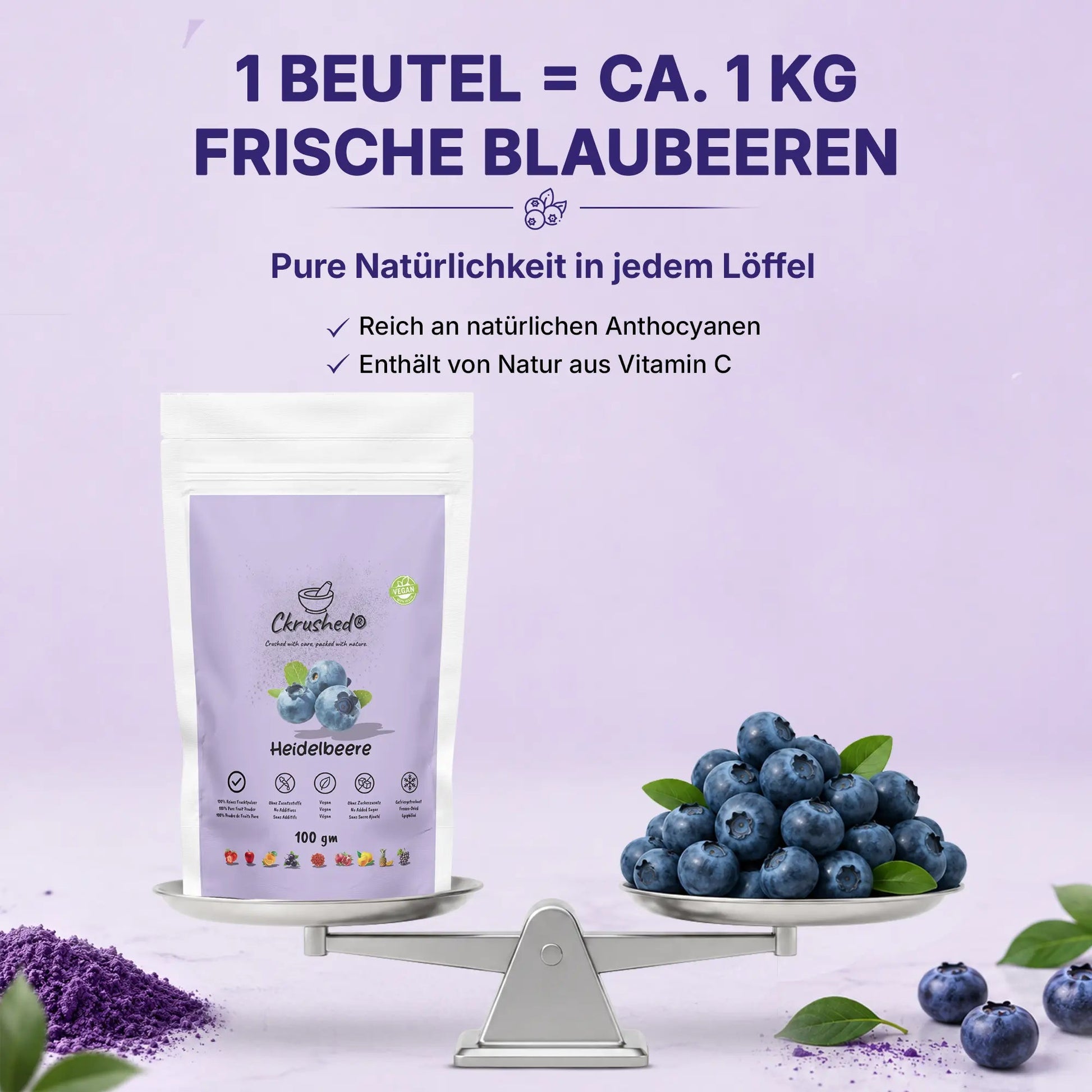 Ckrushed Wild-Heidelbeerpulver – Gefriergetrocknet kaufen | Pulver | Ckrushed