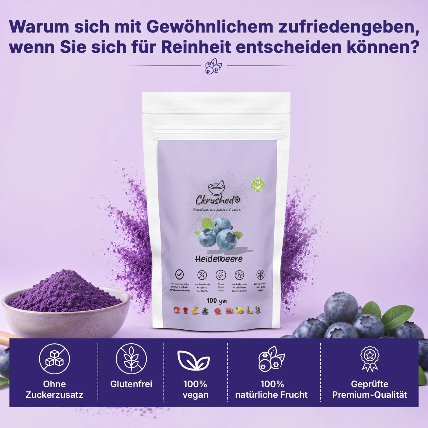 Ckrushed Wild-Heidelbeerpulver – Gefriergetrocknet kaufen | Pulver | Ckrushed